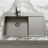 Pure.Sink Comfort PVD Gun Metal sink with drainer, 86x52 cm, left-side faucet wing, PCM5086LT-61